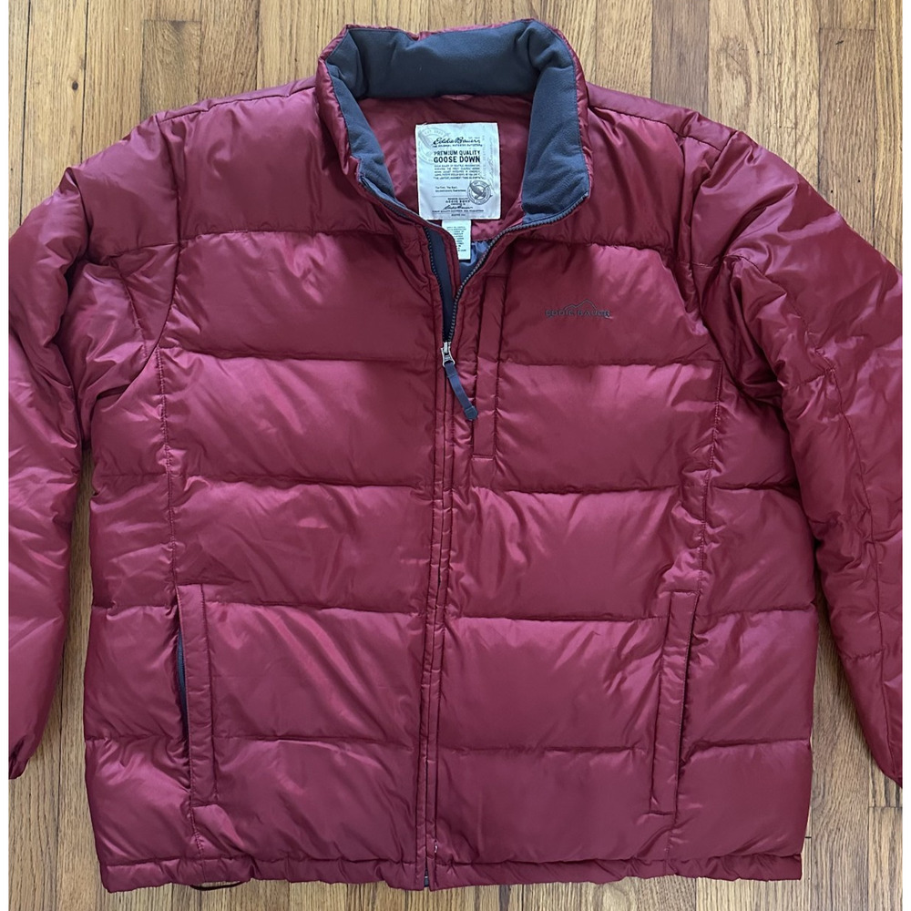 Eddie Bauer Men's Maroon Premium Goose Down Coat 650 Heavyweight Puffer XXL
